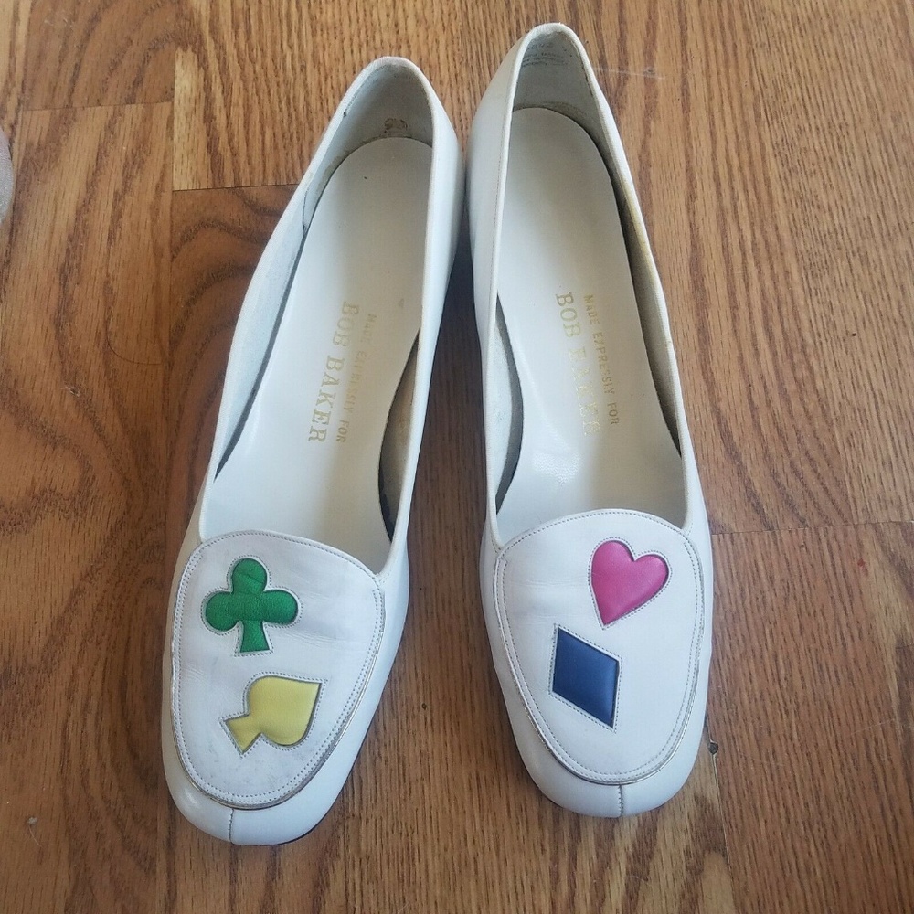 Vtg Bob Baker Womans 8.5 M Loafers Lucky Cards